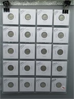 (20) Mercury Silver Dimes. Dates: 1936, 1939,