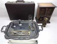 Silver-Plated Tray, Briefcase, Empty Jewelry Box