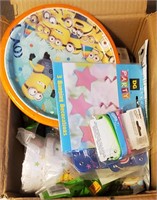 Box lot of party supplies