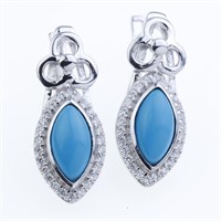 Marquise Syn Blue Turquoise & Zircon Earrings