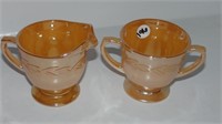 Fireking Orange Carnival Cream and Sugar Set