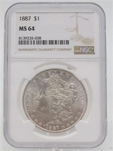 1887 $1 MS64 NGC MORGAN SILVER DOLLAR