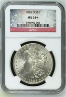 1885 O Silver Morgan Dollar NGC MS64+