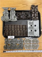 7 vintage Pewter candy molds.