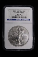 2008-W SILVER EAGLE NGC MS-70 EARLY RELEASE