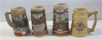 (4) Beer steins: Two Budweiser (one made in