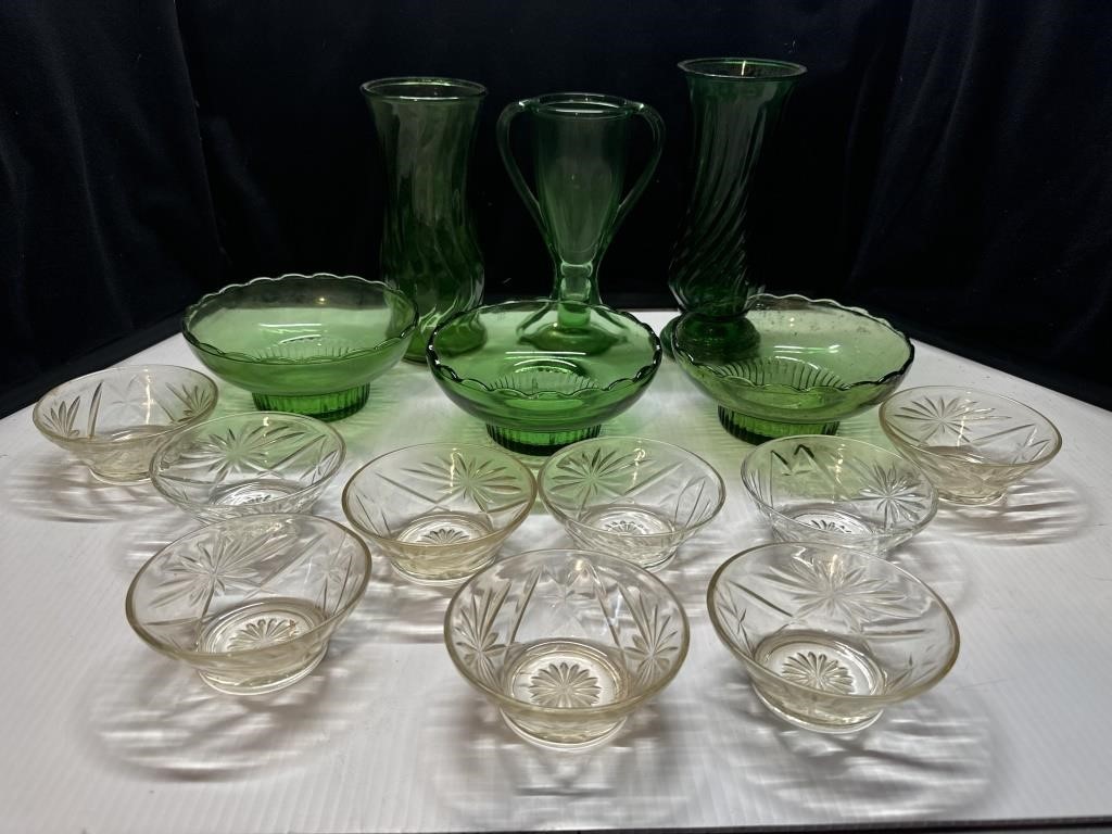 Emerald Green Vases Bowls & Star of David Desert