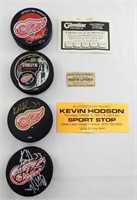 (4) NHL RED WINGS AUTOGRAPH PUCKS