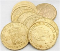 10 Gulden Netherlands Wilhelmina gold coins
