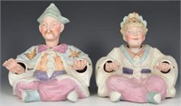 Pair of 7" German Bisque Porcelain Nodders.