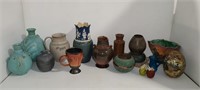 CERAMIC AND GLASS BOWLS, VASES, CUPS
