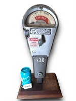 Vtg. Wood Mounted Parking Meter