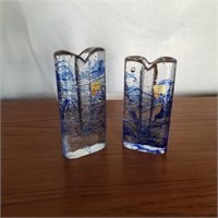 VTG MARSBERGER "MELTING ICE" GLASS VASES W.GERM