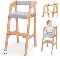 Wooden High Chair for Toddlers, Adjustable