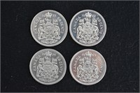 4 pcs 1969/72/74 CAD .50c Coins