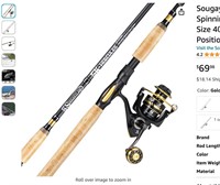 Sougayilang 7’ Fishing Rod and Reel Spinning Combo