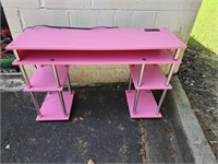 Pink IKEA type desk with USB and plug outlets