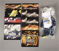 9 Assorted State Quarter Coin Sets & Michigan Bear