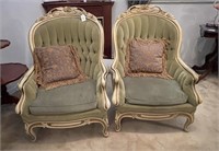 2 - Victorian Tufted Arm Chairs