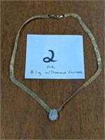 10k Gold 8.1g Necklace with Diamond Cluster
