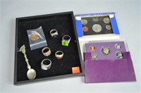 Sterling Ring & Proof Coin Lot +