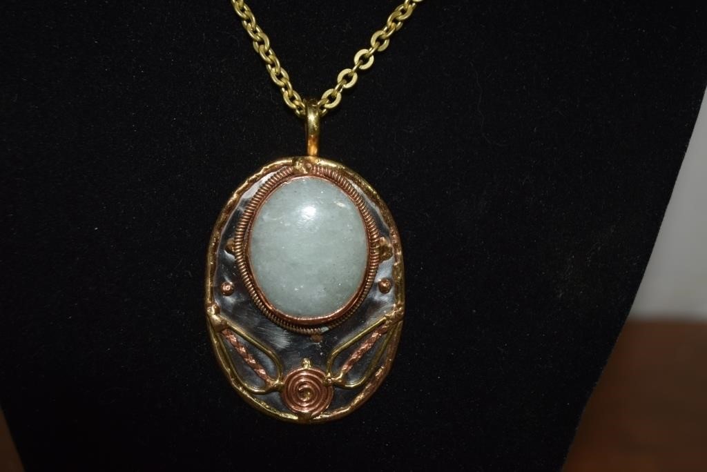 Mixed Metal Brass & Copper w/ Aventurine Stone,