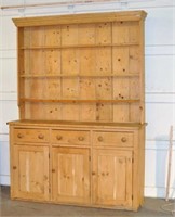 British Pine Two Part Pewter Cupboard