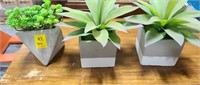 Decorative artificial plants, planters