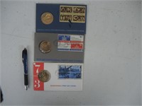 3 BICENTENNIAL FIRST DAY COVER COINS,MEDAL,STAMPS+