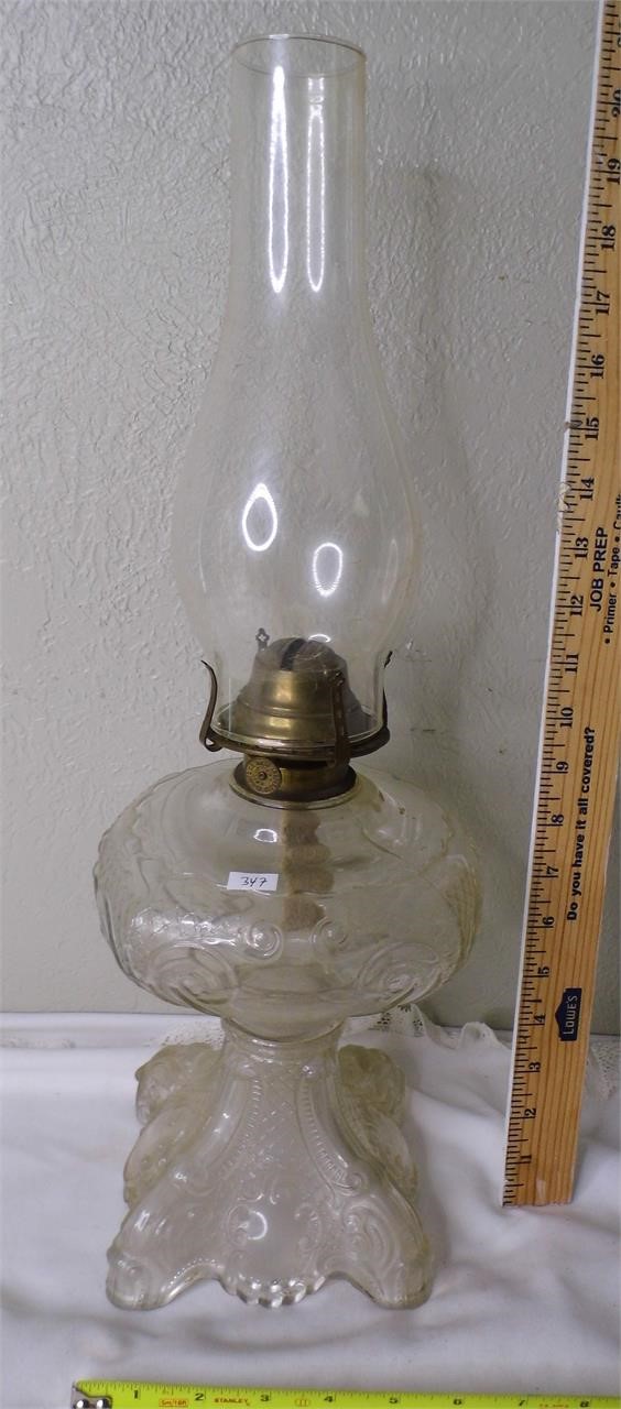 Vtg P&A Glass Oil Lamp