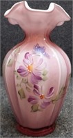 Fenton Cased Glass Hand-Painted & Signed Vase