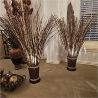 Pair of Modern Natural Reed Sheaf Floor Lamps