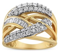 10k Two-tone Gold .99ct Diamond Cocktail Ring