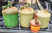 Lot of 4 Vintage Metal Gas Cans