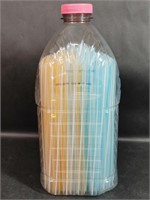 Blue and Orange Stripe Plastic Straws