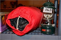Coleman lantern and sleeping bag