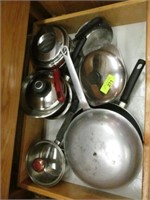 Pots and pans in drawer