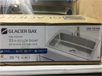 GLACIER BAY 33”W22”L8”D NEW Sink