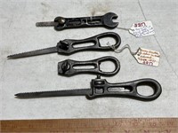 3) Cast Iron Keyhole Saws, Cast Iron Retractable