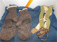 Knit Mitten Gloves & Suspenders (hunting)