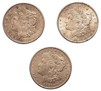 3 VG 1921 Morgan silver dollars 1 S,1 D