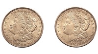 2 1921 Morgan silver dollars nice