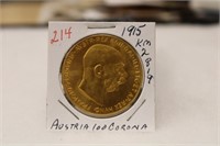 1915 Austria 100 Corona Gold restrike