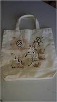 Hand-painted Snake Charmer bag 14in by 13.75 in
