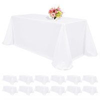 12 Pack White Tablecloths for 8ft Rectangle Table
