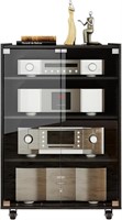 Grufle Media Storage Cabinet, 4-Tier Shelves Audio