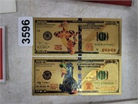 (2) $100 GOLD FOIL WINNIE THE POOH