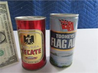 (2) TECATE & TOOHEYS Steel Flat Top Beer Cans