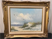 Seascape painting on canvas, signed