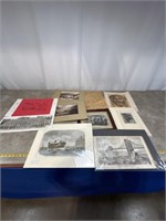 Assortment of vintage pictures and artwork